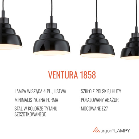 Lampa wisząca na listwie VENTURA (1858) - Argon