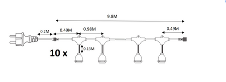 GIRLANDA 10 METRÓW (bez żarówek) (EKO6918) - Eko-Light