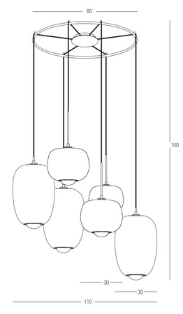 PENDANT LIGHT 6XG9 SMOKED GLASS -GOLD MATT (22147 Zambelis) - Zambelis