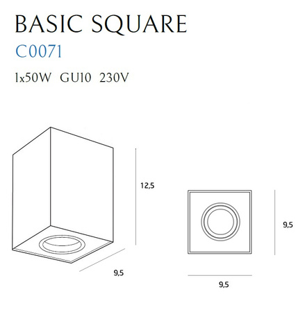 Plafon Basic Square czarny (C0071) Maxlight