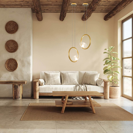 PENDANT LED LIGHT 7W 3000K ALUMINIUM-GLASS GOLD (23028 Zambelis) - Zambelis