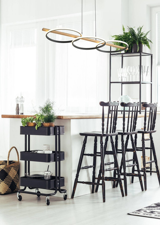 Lampa wisząca ALMERIA czarna-drewno (MD3913-3-3BWLT) - Zuma Line