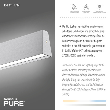 PURE E-MOTION LAMPA WISZĄCA ALUMINIUM (2570-95) - Paul Neuhaus