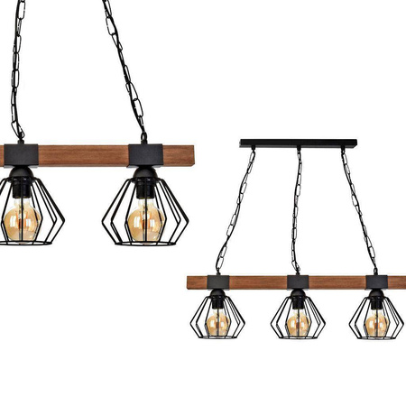 Lampa wisząca ULF BLACK / WOOD 3xE27 60W (MLP6193) - Eko-Light