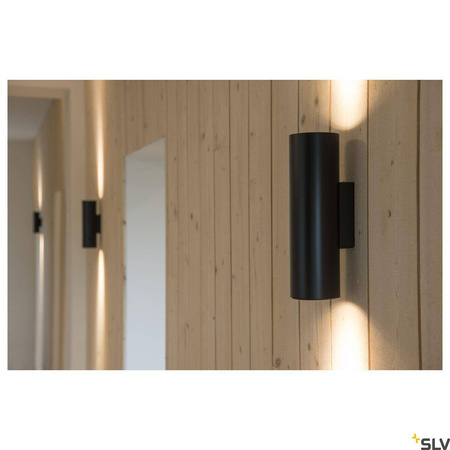 ENOLA_B, lampa ścienna, QPAR51, okrągła, up/down, kolor czarny, maks. 50W, z czarnym pierścieniem dekoracyjnym (151800) - SLV