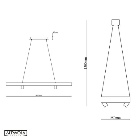 Ledowa lampa wisząca  Spectra No.4  Altavola Design  (LA114/P_92_2+1_grey_gold) - ALTAVOLA DESIGN