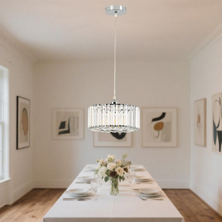 Okrągła lampa wisząca Vetro chrom 1xE27 (LP-2910/1P CH round) - Light Prestige