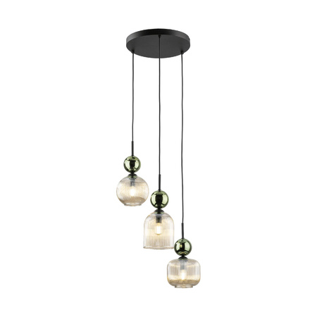 SOPHIA GREEN COGNAC LAMPA WISZĄCA 3XE14 (11148) - TK Lighting