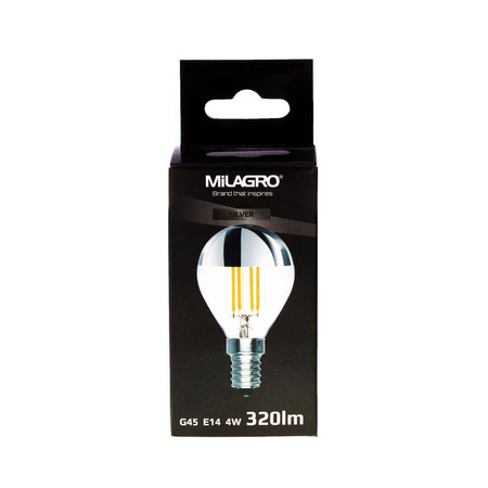 Żarówka Filamentowa LED 4W G45 E14 2700K TOP SILVER (ML1373) - Milagro