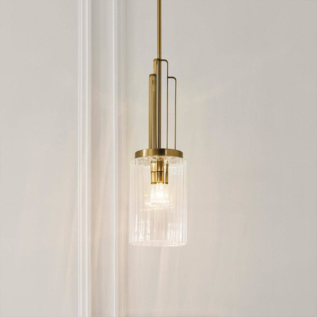Lampa wisząca Kimrose - 1 źródło światła - Szczotkowany naturalny mosiądz (QN-KIMROSE-MP-BNB) - Quintiesse