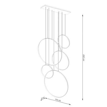 Lampa wisząca RIO 5 55/55/78/110/110 czarna LED 3000K (TH.496) - Thoro Lighting
