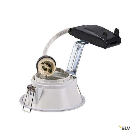 HORN-O, lampa wpuszczana, QPAR51, okrągła, kolor biały matowy, maks. 50W, ze sprężynami zaciskowymi (113161) - SLV