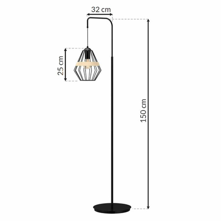 Lampa stojąca CLIFF BLACK 1xE27 (MLP5528) - Milagro