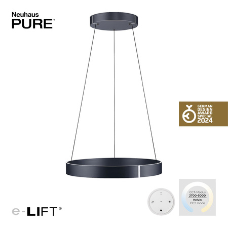 Lampa wisząca z płynną regulacją wysokości PURE E-CLIPSE SZARY (2561-15) - Paul Neuhaus