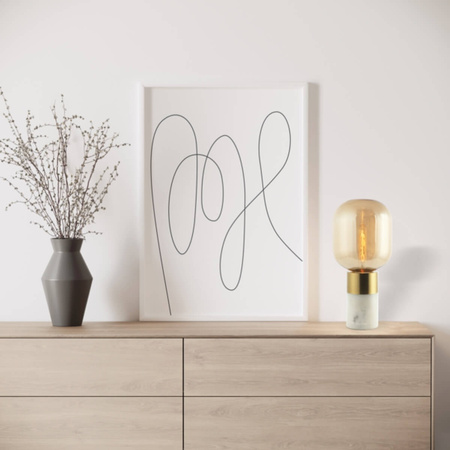 TABLE LAMP E14 MAX 25W GLASS AMBER -BRASS - WHITE COLOR ON OFF SWITCH (20253 Zambelis) - Zambelis