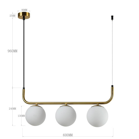 Lampa wisząca Alisa 3 złota/biała (LP-005/3L GD) - Light Prestige