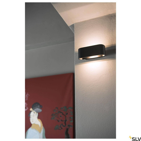 OSSA 180, lampa ścienna, QT-DE12, owalna, up/down, kolor czarny, D/S/W 18/8/7 cm, maks. 100W (151450) - SLV