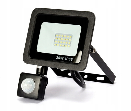 Naświetlacz LED 20W z czujnikiem halogen barwa biała neutralna 4000K - Syntron