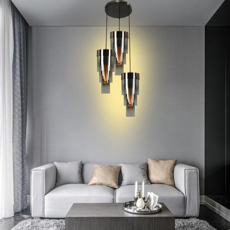 GRANS Lampa wisząca potrójna okrągła z potrójnymi kloszami cylindrycznymi (9211-0310) - Aviano Lighting