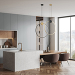 PENDANT LED LIGHT 24W 3000K ALUMINIUM-SILICON,BLACK-GOLD RING (23094 Zambelis) - Zambelis