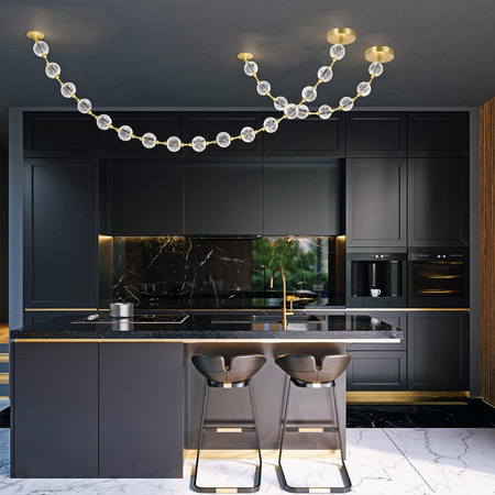 Efektowna lampa wisząca LED Marni - Naturalny mosiądz (QN-MARNI-8P-148-NBR) - Quintiesse
