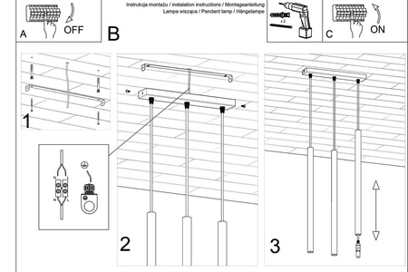 Lampa wisząca PASTELO 3 czarna (SL.0470) - Sollux