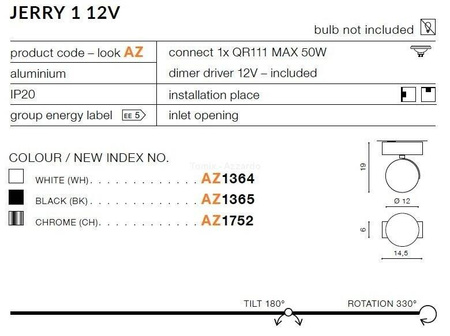 Plafon JERRY 1 12V chrome (AZ1752 | GM4113-12V-CH) - AZZARDO