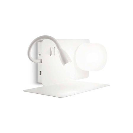 Kinkiet z półką i ładowaniem USB BOOK Biały (BOOK-1_AP_BIANCO) - Ideal Lux
