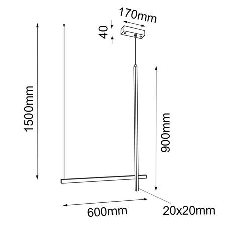 Lampa wisząca no. 4 - Czarna (600 mm)   (5063) - Shilo