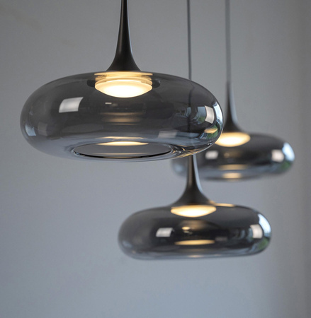 Ściemnialna lampa wisząca z płynną regulacją wysokości POSH SZARA (15695-15) - Paul Neuhaus