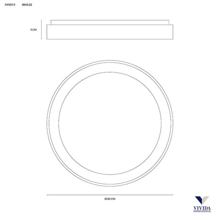 Plafon lub kinkiet INNER R Ø 80 cm, Kol. Czarny (0043.22.NE) - Vivida