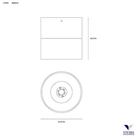 Lampa sufitowa, kinkiet CYBER Ø 10 cm (0008.23.BI) - Vivida