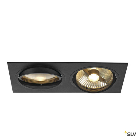 NEW TRIA 2, lampa wpuszczana, dwupunktowa, QPAR111, prostokątna, kolor czarny matowy, maks. 150W, ze sprężynami zaciskowymi (113840) - SLV