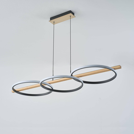 Lampa wisząca ALMERIA czarna-drewno (MD3913-3-3BWLT) - Zuma Line