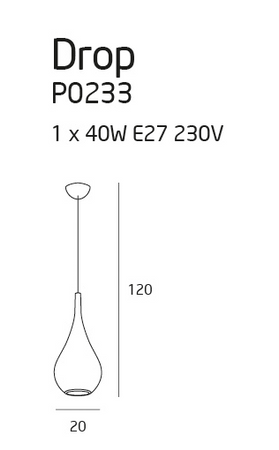 Lampa wisząca Drop kol. Czarny (P0233) Maxlight - żyrandol