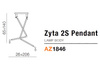 stelaż do lampy Zyta 2S wisząca (podstawa) kolor czarny (MD2300-2S) Azzardo