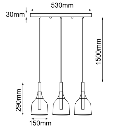 Lampa wisząca Botor 3 - Czarna (530 mm)   (5096) - Shilo