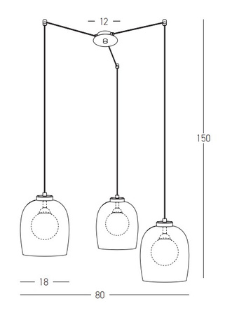 PENDANT LIGHT 3XG9 GLASS SANDY BLACK (22145 Zambelis) - Zambelis