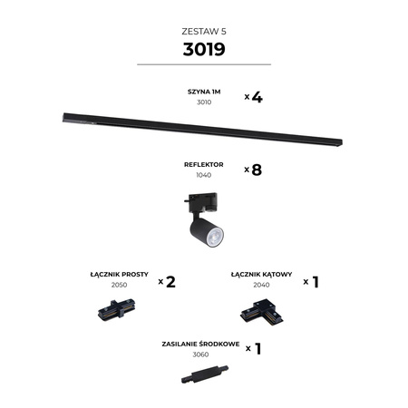 ZESTAW 5 SZYNOPRZEWODOWY BLACK JEDNOOBWODOWY (3019) - Zuma Line