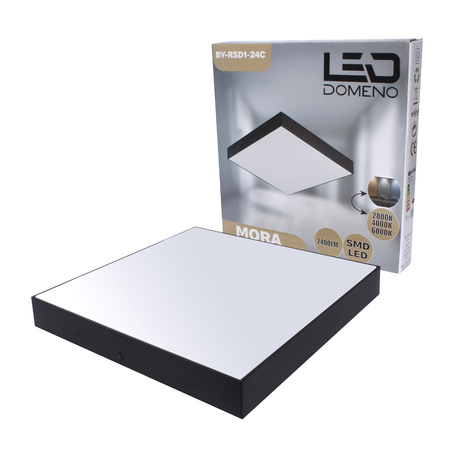 Lampa Panel Natynkowa Mora 30x30 24W IP44 czarna BY-RSD1-24C - DomenoLED