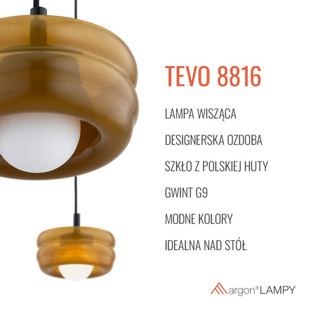 Szklana pojedyncza lampa wisząca TEVO (8816) - Argon