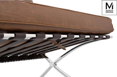 MODESTO fotel BARCELON VINTAGE PU - ekoskóra, stal polerowana (KH1501100167) - Modesto Design