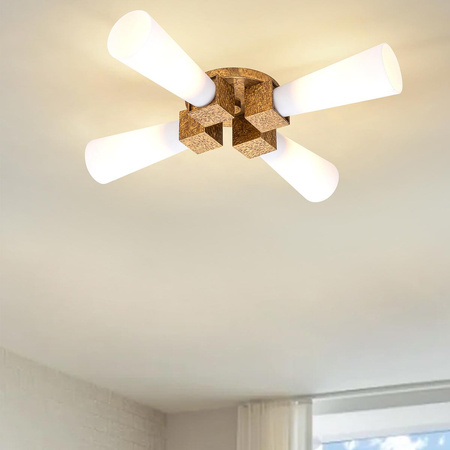 Lampa wisząca Kristy - 4 źródła światła - Przecierane złoto (KRISTY-4P-DG-OPAL) - Elstead Lighting