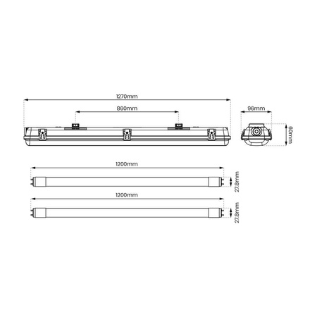 Zestaw Oprawa Hermetyczna 2x120cm + Odbłyśnik (EKH1300) - Eko-Light