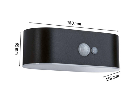Outdoor Solar kinkiet Adya IP44 3000K PIR (PL94571) - PAULMANN