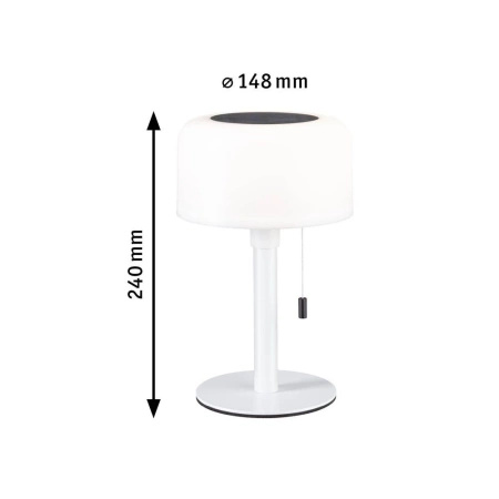 Lampka stołowa solarna BARTJA LED 3-STEP DIM USB-C 1.6W 160lm 2700K IP44 biały / tworzywo sztuczne (PL94606) - PAULMANN