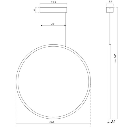 Lampa Wisząca Echo Vertical 60 Kol. Jasny Złoty 4000 - Ramko