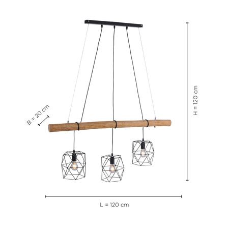 EDGAR LAMPA WISZĄCA CZARNY/DREWNO (15503-18) - Paul Neuhaus