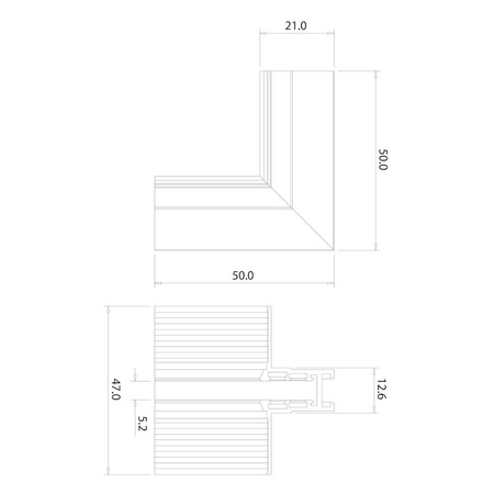 Narożnik podtynk L góra dół magnetic track 5mm (ML2322) - Milagro