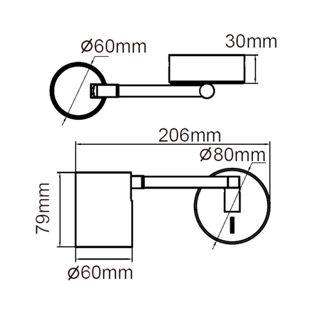 Kinkiet SNOW z wysięgnikiem czarny (LP-731/1WL BK) - Light Prestige